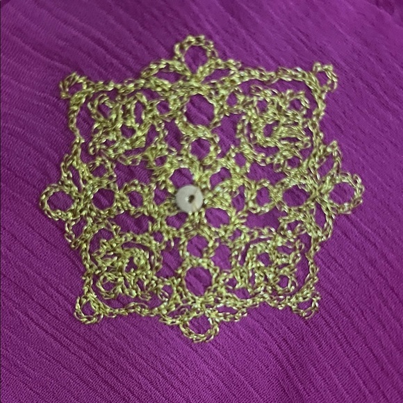 New York & Company Fuchsia Dress with Gold Embellishment - Picture 3 of 5